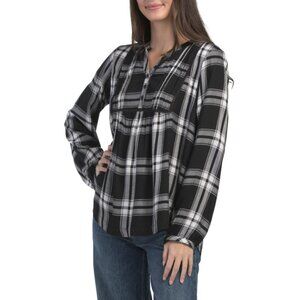 DASH Black Long Sleeve Plaid Shirt